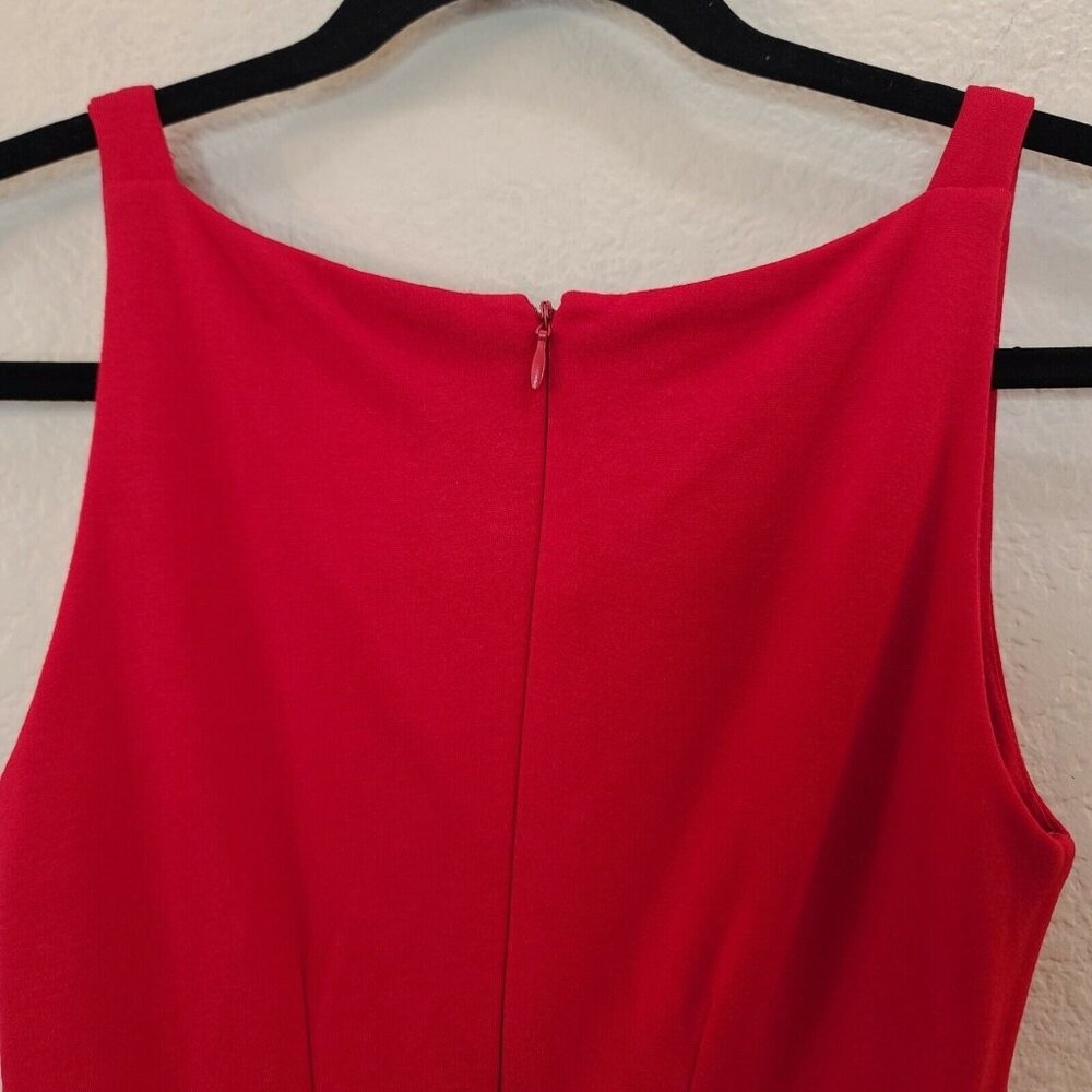 MNG Suit Dress Women XS Red Knit Fitted Sheath Square Neck Stretch Career Office - Picture 9 of 12